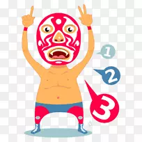 专业摔跤手专业摔跤面具剪辑艺术卡通墨西哥人