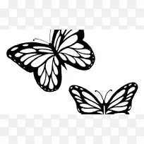 帝王蝴蝶轮廓素描夹艺术-蝴蝶黑白轮廓