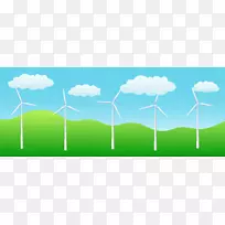 风电场风力涡轮机风力发电可再生能源剪贴画山风崖