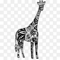 长颈鹿指甲花画海报夹艺术轮廓长颈鹿剪贴画零件