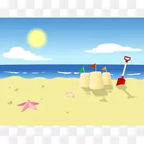 卡通沙滩剪贴画-海滩剪贴画