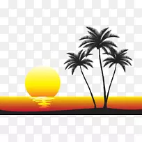 卡通绘画插图-美丽的海景