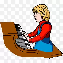 孩子们弹钢琴的女孩