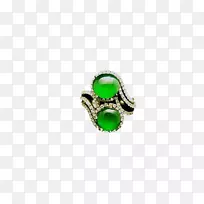 翡翠绿身穿孔珠宝人体翡翠戒指材料