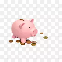 存钱币投资储蓄-免粉红猪储蓄罐拉料。