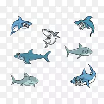 大白鲨卡通剪辑艺术-卡通鲨鱼