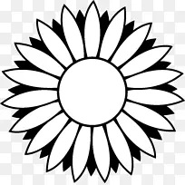 黑白普通向日葵剪贴画-花轮廓图像