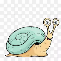 蜗牛卡通免费插画-老蜗牛
