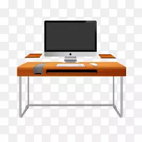 电脑桌家具，办公椅-橙色桌椅