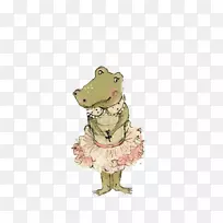 青蛙字母表字母绘制插图-舞蹈青蛙
