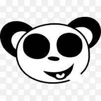 大熊猫熊红熊猫笑脸夹艺术动物黑白