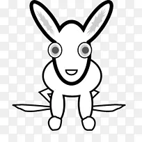 白兔剪贴画-黑白动物图片