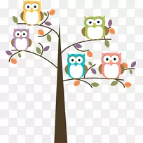 猫头鹰树鸟卡通片艺术学校树剪贴画