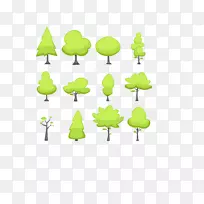 树木下载-绿色卡通简单森林收集