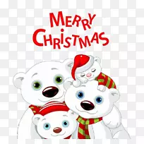 小北极熊圣诞-可爱的圣诞熊载体