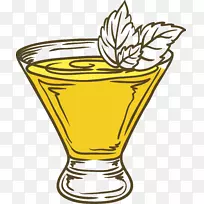 鸡尾酒汁-黄色手绘鸡尾酒