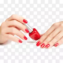 美容院美甲指甲油手绘红色指甲油