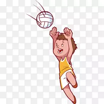 沙滩排球儿童剪贴画-小男孩玩排球