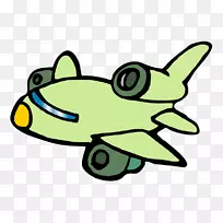 飞机卡通画-绿色卡通飞机