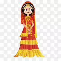印度婚礼邀请新娘剪贴画-印度服装
