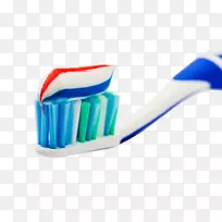 牙刷牙膏泵分配器-彩虹条纹牙膏图片材料