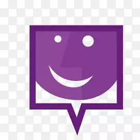 笑语气球图标-框上的紫色笑脸