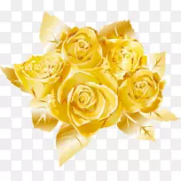 花园玫瑰金色手绘金玫瑰