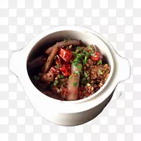 亚洲菜，猪肉，米饭，炖茄子-茄子白锅和猪肉