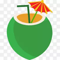 椰子水椰奶.手绘椰子绿椰汁