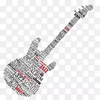 电吉他乐器拼贴字母创造力