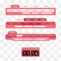 网页设计网页横幅按钮图标-粉红色网页菜单导航