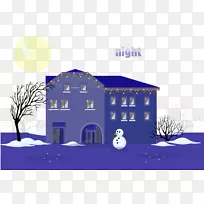 冬夜-雪人寒冷的冬夜