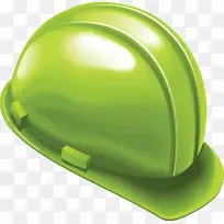 头盔安全帽工人.涂上绿色头盔的设计