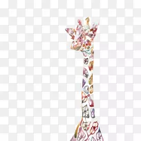 北方长颈鹿小长颈鹿水彩画彩色长颈鹿