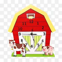 农场托儿所挂牌儿童-有趣的奇数双钟