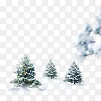雪人圣诞冬雪树