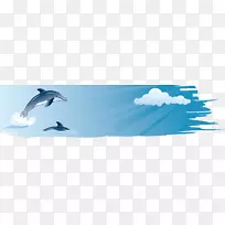 免版税夏季插画海豚白云材质
