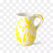 陶瓷咖啡杯罐.黄色杯印花