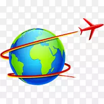 飞机飞行地球世界剪贴画-蓝地球