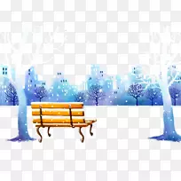 平面设计座椅壁纸.木制座椅上的雪