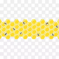 蜂巢蜜蜂六角形手绘黄色蜂巢蜂