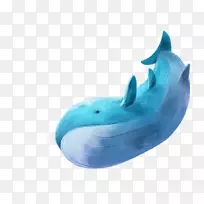 海豚蓝鲸卡通插图-插图海豚元素