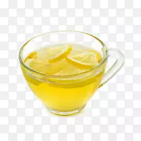 柠檬水玻璃摄影杯-透明玻璃杯中的柠檬水