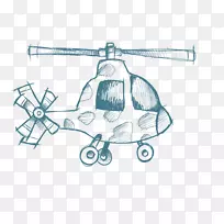 直升机飞机绘图.手绘直升机