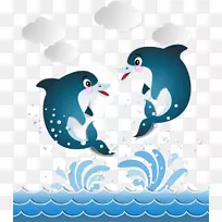 宽吻海豚插图-波和跳跃海豚