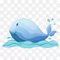 免版税卡通鲸插图-蓝鲸