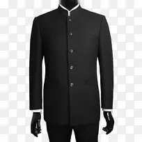 毛套装，国语领夹克，黑色西服