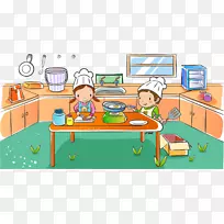儿童画片艺术插图厨房