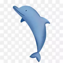 海豚免费-蓝色手绘海豚装饰图案