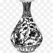 陶瓷青花陶器.花瓶图案元素png